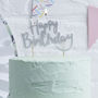 Silver Glitter Happy Birthday Cake Candle, thumbnail 1 of 3