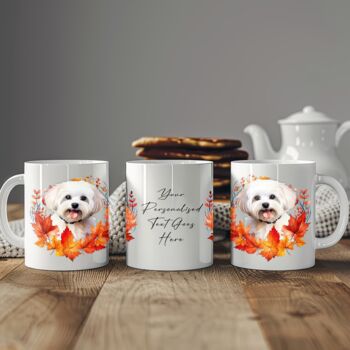 Personalised Dog Mug Maltese In An Autumn Wreath, 2 of 2