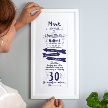 Typographic 40th Birthday Personalised Wall Art, 2 of 8