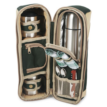 Deluxe Two Person Flask And Mug Picnic Set Forest Green, 3 of 8