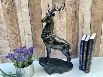 Large 41cm Stag Figurine Black And Brown Deer Ornament, 11 of 11