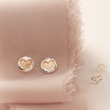 Gold And Sterling Silver Love Heart Studs, 4 of 11