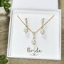Gold Plated Bridal Pearl Earrings Necklace, thumbnail 1 of 5