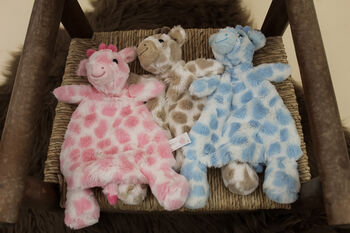 Embroidered Soft Blue Giraffe Comforter Toy, 4 of 7