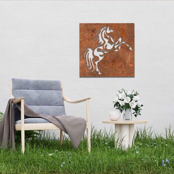 Rusted Metal Standing Horse Equestrian Wall Art, 7 of 10