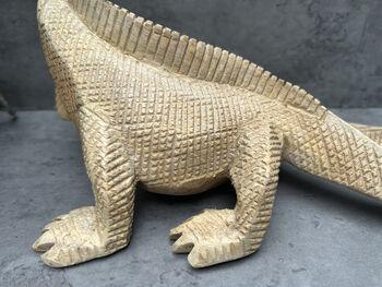 Hand Carved Wood Iguana Figurine 30cm Wood Animal Gift, 8 of 12
