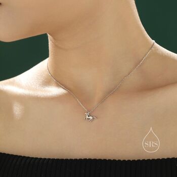 Tiny Unicorn Horse Necklace In Sterling Silver, 2 of 10