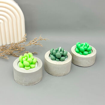 Green Succulent Candles In Handmade Concrete Pots, 3 of 12