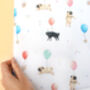 Pug Birthday 2x Wrapping Paper, thumbnail 2 of 3