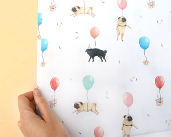 Pug Birthday 2x Wrapping Paper, 2 of 3