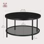 Coffee Table Marble Round Tempered Glass Storage Shelf, thumbnail 11 of 12