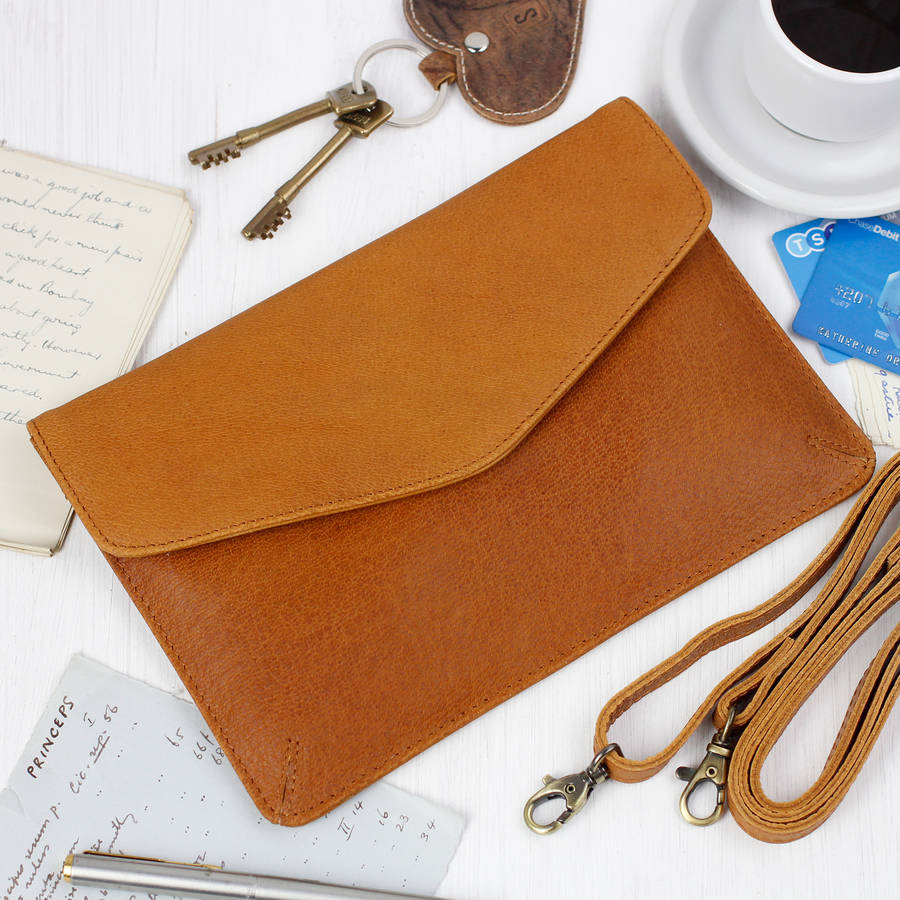 antique leather envelope clutch bag by scaramanga | notonthehighstreet.com