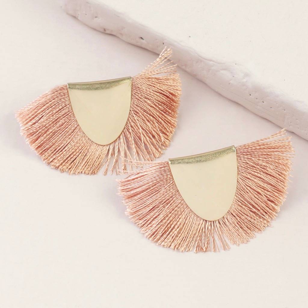 Half Circle Tassel Stud Earrings By Lisa Angel
