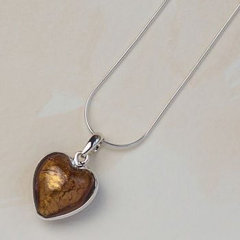 Handmade Silver Murano Glass Heart Pendant, 7 of 12
