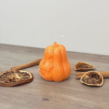 Spooky Orange Pumpkin Candle And Halloween Decoration, 7 of 8
