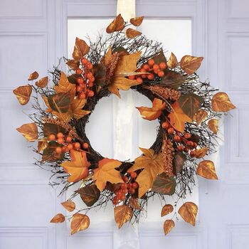 Light Up Maple Leaf Autumn Rattan Wreath, 5 of 7