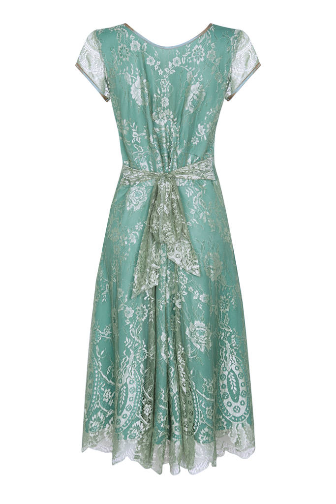 Vintage Style Aqua Lace Special Occasion Dress By Nancy Mac
