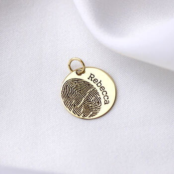 Personalised 9ct Solid Gold Fingerprint Round Charm, 2 of 6