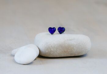 Heart Shaped Purple Glass And Sterling Silver Studs, 4 of 9