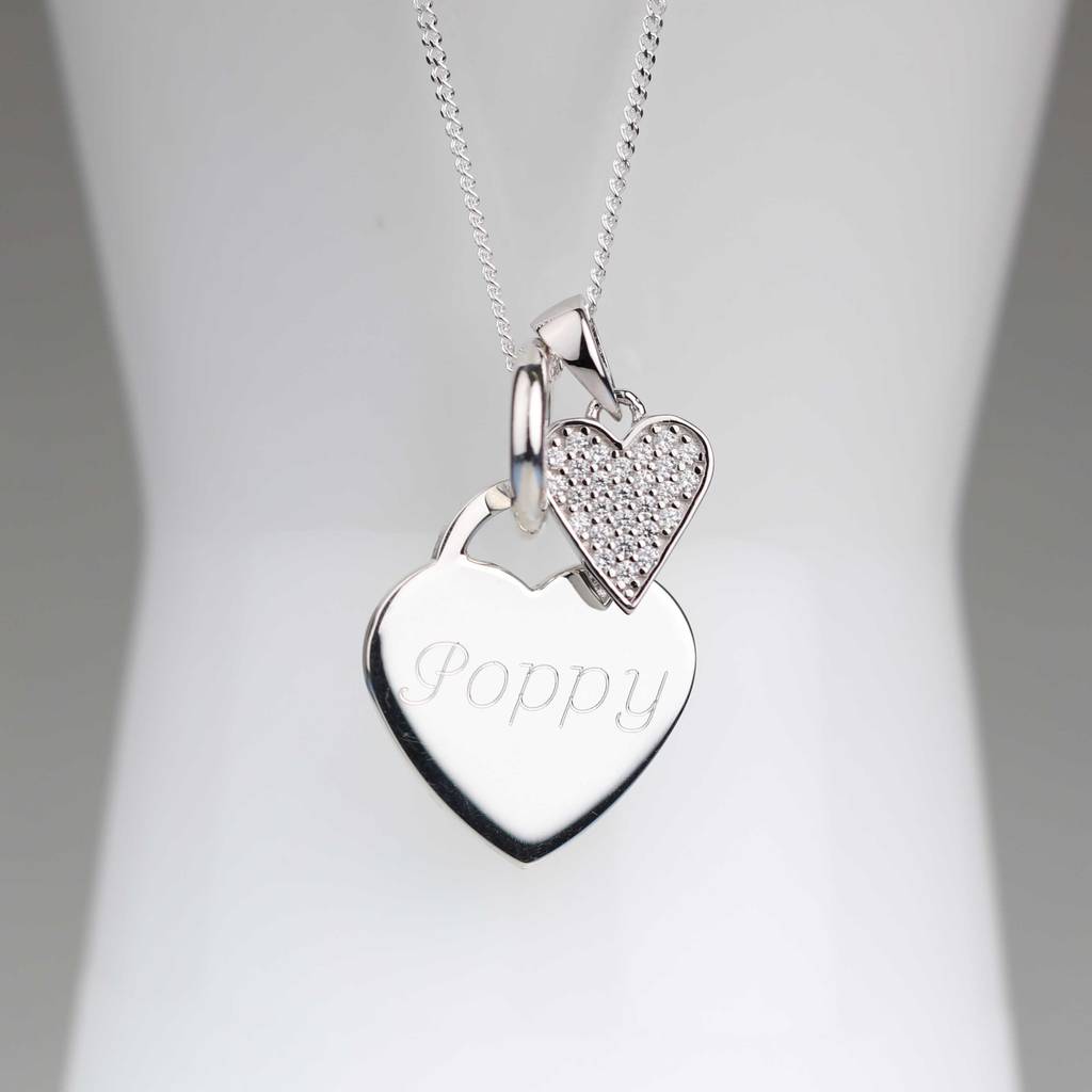Charming Heart Necklace with Engraved Beads in Sterling Silver - MYKA