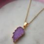 Lilac Angel Wing Druzy Gemstone Gold Plated Necklace, thumbnail 2 of 5