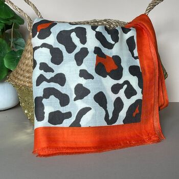 Leopard Print Splodge Scarf In Charcoal, 3 of 5
