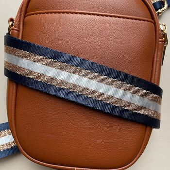 Navy Blue And Gold Glitter Stripe Bag Strap, 2 of 2