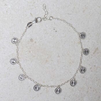 Sterling Silver Diamond Disc Bracelet, 5 of 10
