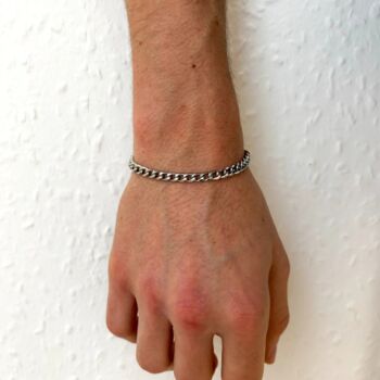 Personalised Name, Date, Symbols Cuban Link Chain Bracelet, Curb Chain, 7 of 10