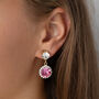 Pink Swarovski Crystal Snow Drop Earrings, thumbnail 5 of 6