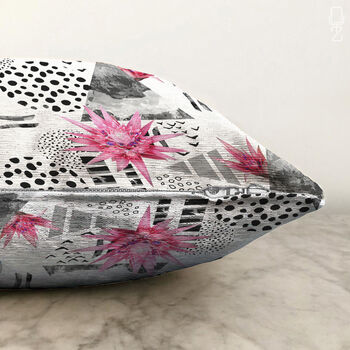 Cushion Cover With Pink Lotus Flowers, Double Sided, 3 of 4