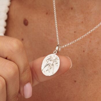 Engraved Sterling Silver Gemini Zodiac Necklace, 2 of 8