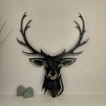 Stag Head Large Antler Metal Wall Plaque, 6 of 7