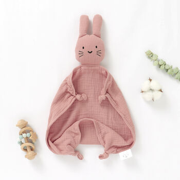 Bunny Organic Cotton Muslin Baby Comforter Blanket, 3 of 6