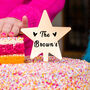 Personalised Surname And Hearts Gold Star Cake Topper, thumbnail 1 of 7