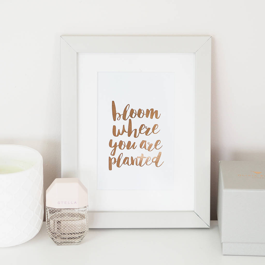 'bloom where you are planted' foil wall art print by lily rose co ...