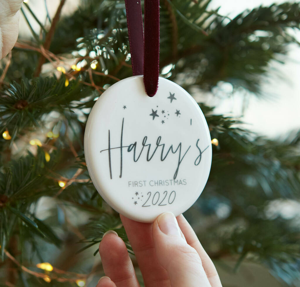 Personalised First Christmas Bauble Decoration, 1 of 8