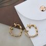 18 Kt Gold Pave Bamboo Heart Hoop Earrings, thumbnail 4 of 9