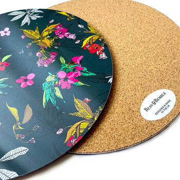 Cherry Blossom Navy Floral Melamine Placemats, 6 of 11