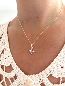Sterling Silver Swallow Pendant Necklace, 7 of 8