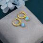 Sterling Silver Dangling Blue Opal Hoop Earrings, thumbnail 3 of 11
