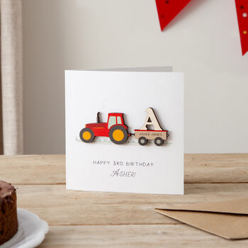 Personalised Tractor Keepsake Birthday Card, 3 of 3