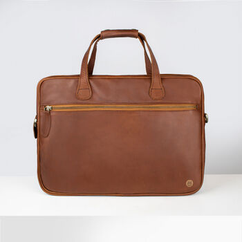 Personalised Leather Compact Laptop Satchel, 3 of 12