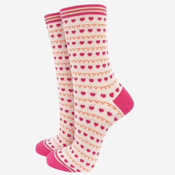 Women's Love Heart Dot Print Bamboo Socks, 2 of 4