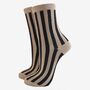 Vertical Stripe Glitter Socks In Beige / Black, thumbnail 4 of 5