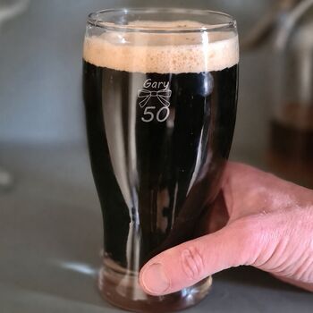 Personalised Pint Glass Engraved For 50th Birthday Gift, 4 of 11