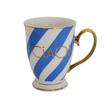 'Ciao' Cornflower Stripes Portofino Mug, 2 of 2