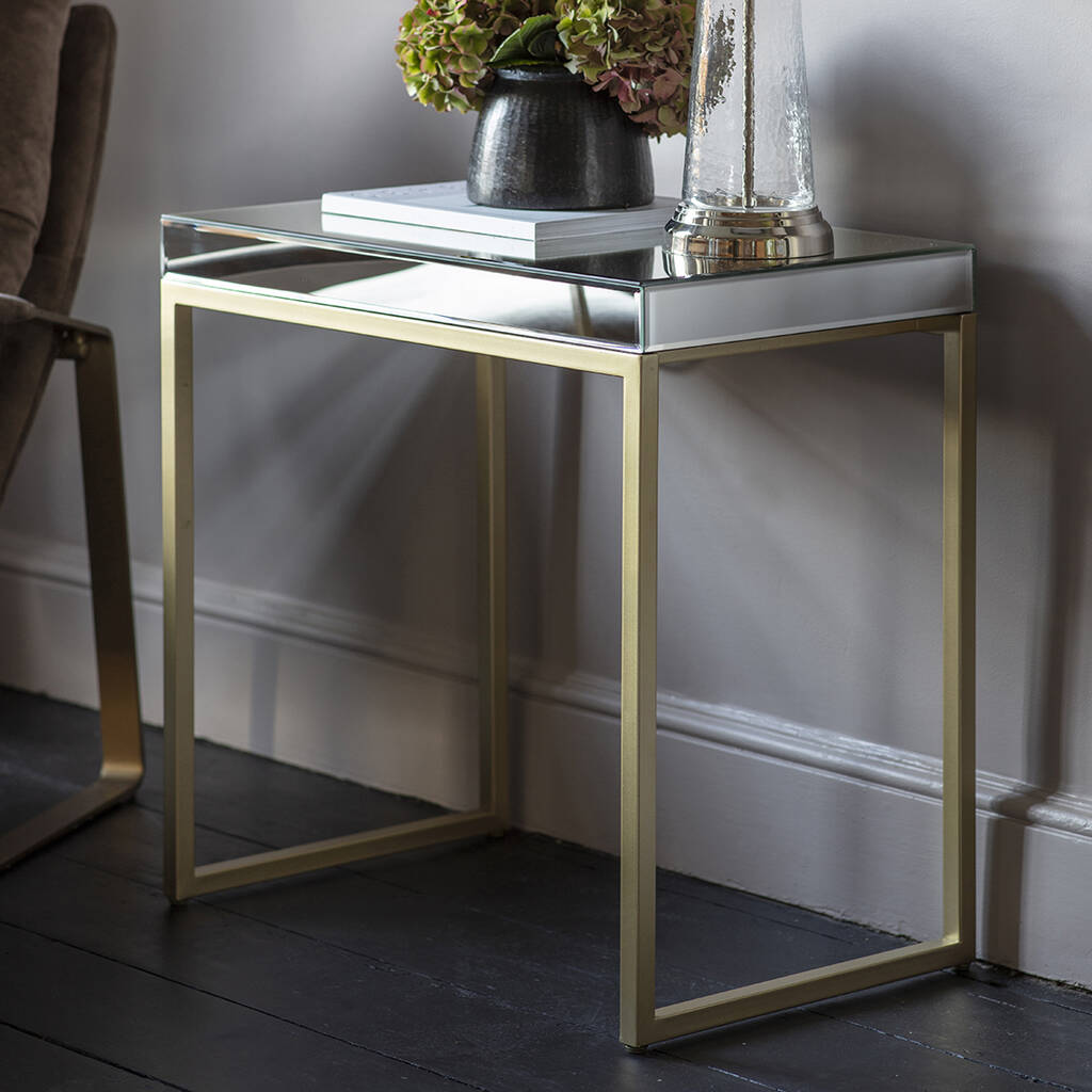 Champagne Gold Mirrored Side Table By Primrose & Plum
