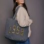 Personalised Varsity Leopard Year Vintage Tote Bag, thumbnail 2 of 9