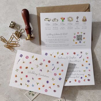 Pressed Wildflowers Wedding Invitation Suite, 9 of 12